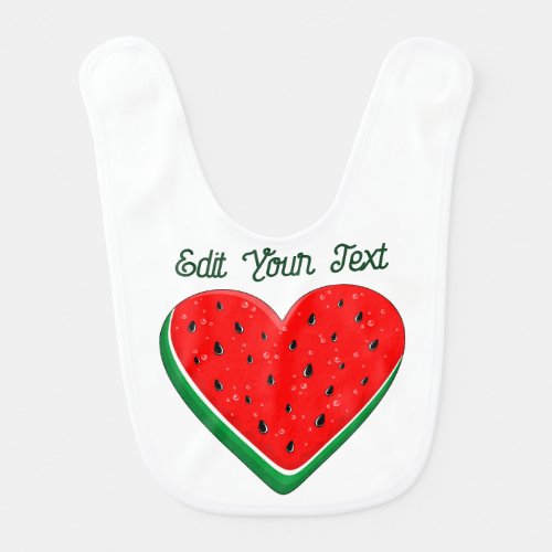 Watermelon Heart Valentines Day Free Palestine Baby Bib