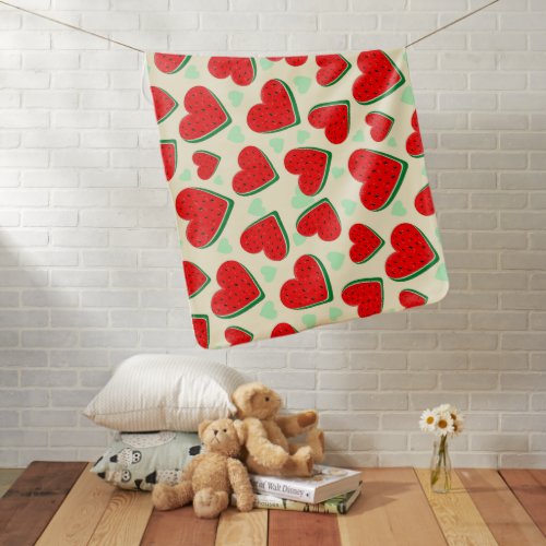 Watermelon Heart Valentines Day Free Palestine Baby Blanket