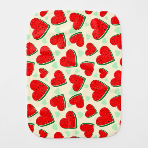 Watermelon Heart Valentines Day Free Palestine Baby Burp Cloth