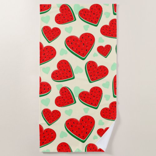 Watermelon Heart Valentines Day Free Palestine Beach Towel