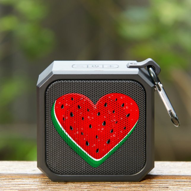 Watermelon Heart Valentine's Day Free Palestine Bluetooth Speaker (Insitu(Outdoor))