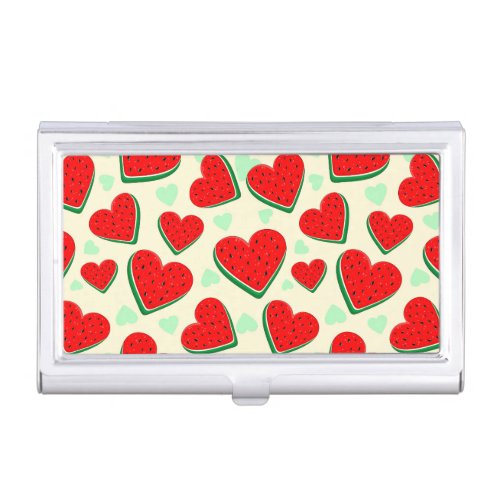 Watermelon Heart Valentines Day Free Palestine Business Card Case