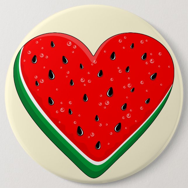 Watermelon Heart Valentine's Day Free Palestine Button (Front)