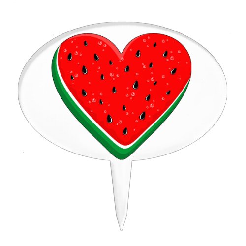 Watermelon Heart Valentines Day Free Palestine Cake Topper