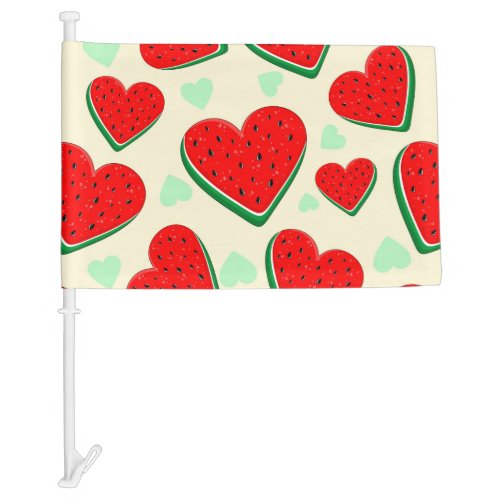Watermelon Heart Valentines Day Free Palestine Car Flag