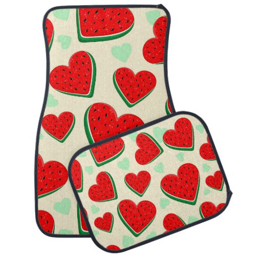 Watermelon Heart Valentines Day Free Palestine Car Floor Mat