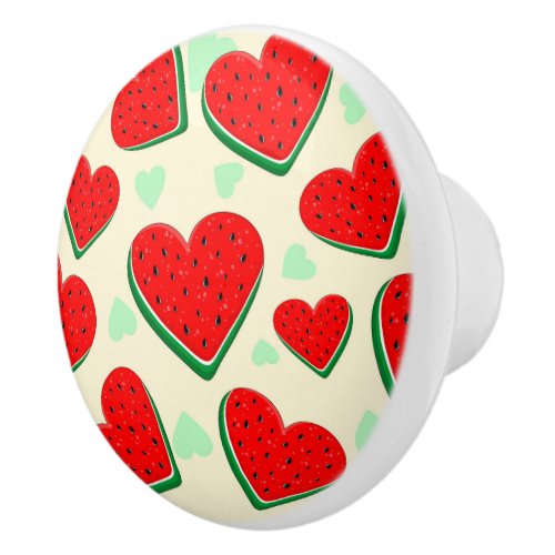 Watermelon Heart Valentines Day Free Palestine Ceramic Knob