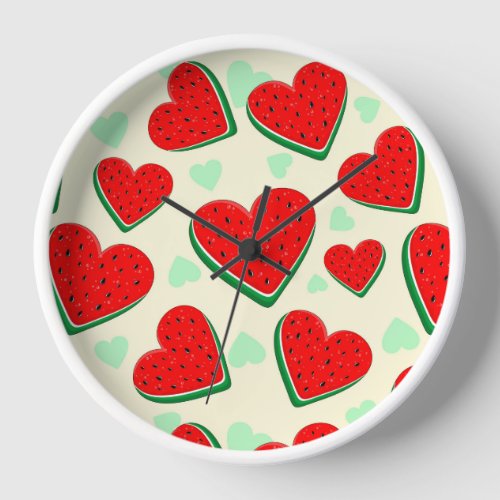 Watermelon Heart Valentines Day Free Palestine Clock