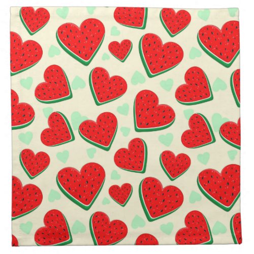 Watermelon Heart Valentines Day Free Palestine Cloth Napkin