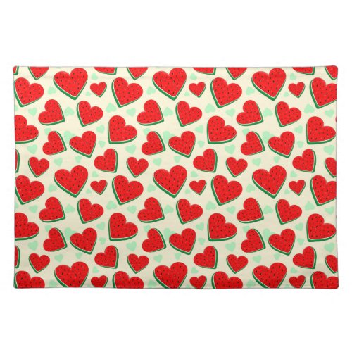 Watermelon Heart Valentines Day Free Palestine Cloth Placemat