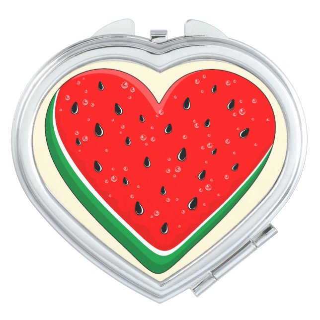 Watermelon Heart Valentine's Day Free Palestine Compact Mirror (Front)