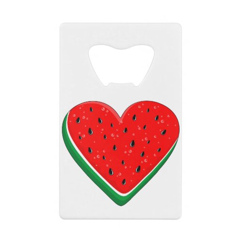 Watermelon Heart Valentines Day Free Palestine Credit Card Bottle Opener