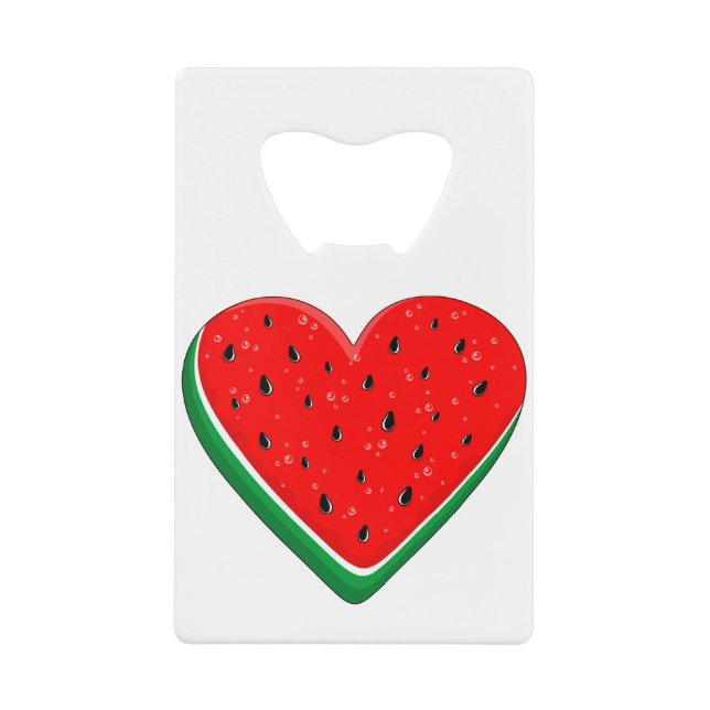 Watermelon Heart Valentine's Day Free Palestine Credit Card Bottle Opener (Front)