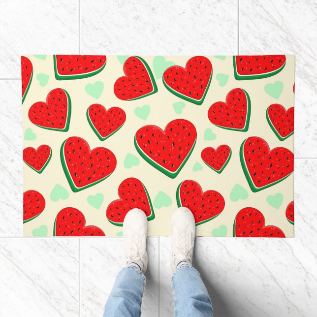 Watermelon Heart Valentine's Day Free Palestine Doormat (Indoor)