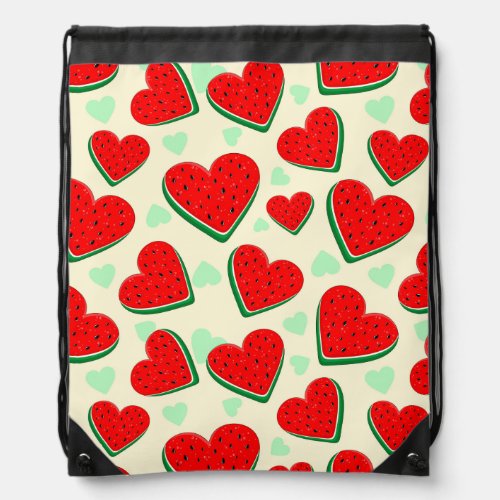 Watermelon Heart Valentines Day Free Palestine Drawstring Bag