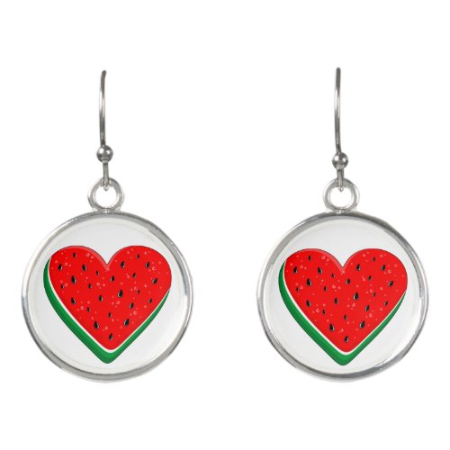 Watermelon Heart Valentines Day Free Palestine Earrings