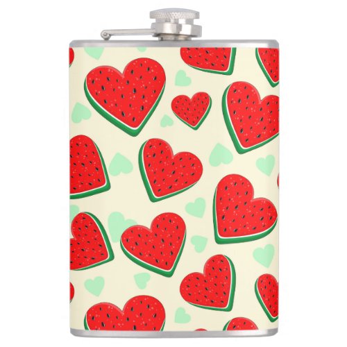 Watermelon Heart Valentines Day Free Palestine Flask