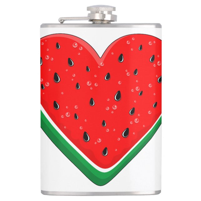 Watermelon Heart Valentine's Day Free Palestine Flask (Front)