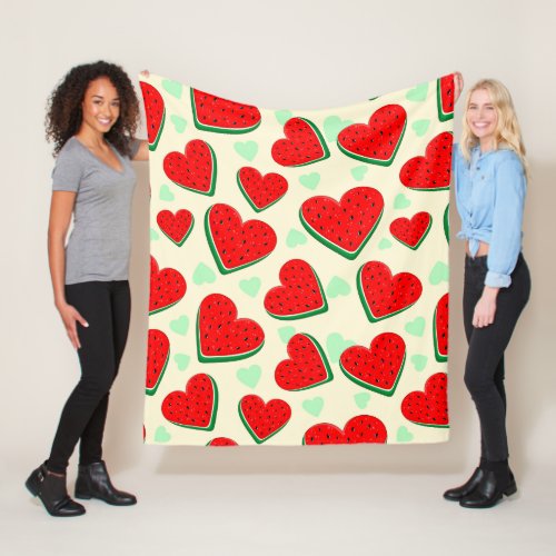 Watermelon Heart Valentines Day Free Palestine Fleece Blanket