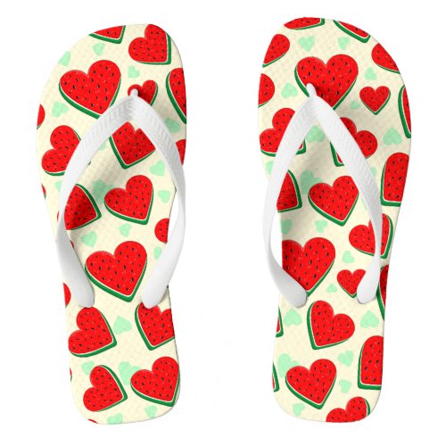 Watermelon Heart Valentines Day Free Palestine Flip Flops