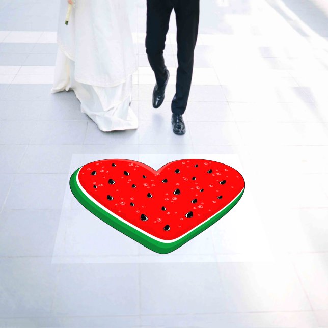 Watermelon Heart Valentine's Day Free Palestine Floor Decals (Wedding)