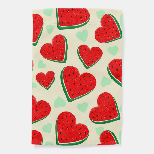 Watermelon Heart Valentines Day Free Palestine Garden Flag