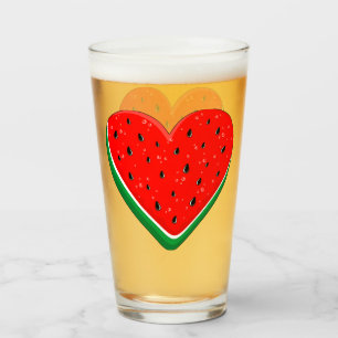 Watermelon Heart Valentine's Day Free Palestine Glass