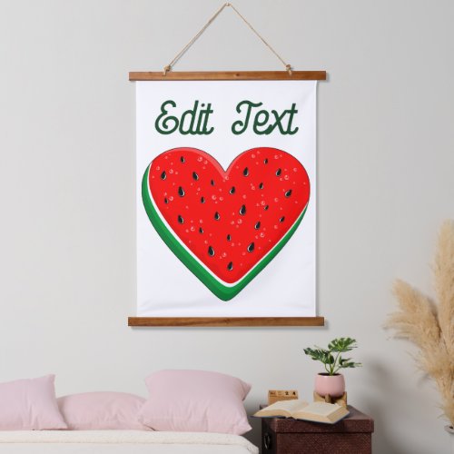 Watermelon Heart Valentines Day Free Palestine Hanging Tapestry