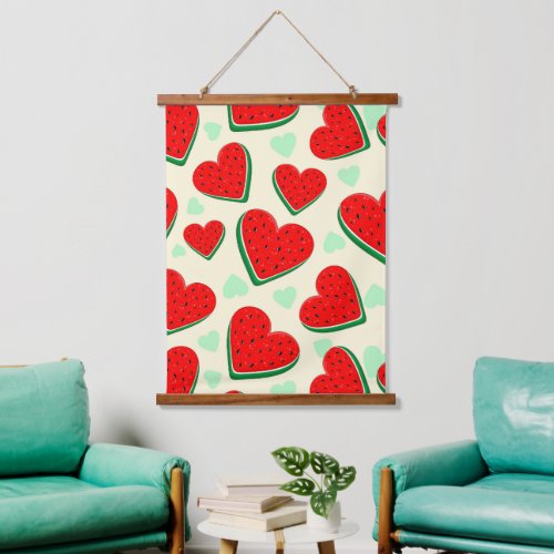 Watermelon Heart Valentines Day Free Palestine Hanging Tapestry