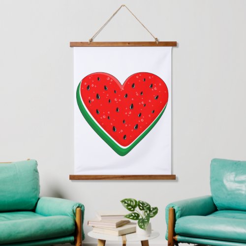 Watermelon Heart Valentines Day Free Palestine Hanging Tapestry
