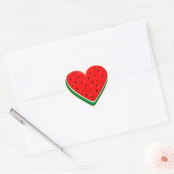 Watermelon Heart Valentine's Day Free Palestine Heart Sticker by Bluedarkat at Zazzle