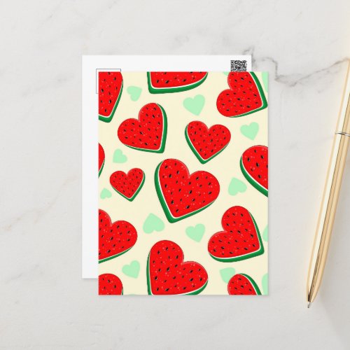 Watermelon Heart Valentines Day Free Palestine Holiday Postcard