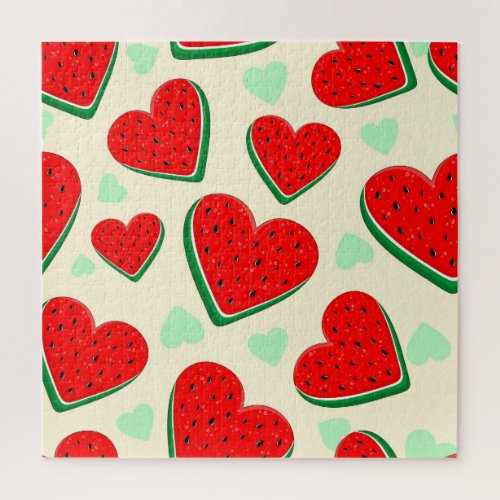 Watermelon Heart Valentines Day Free Palestine Jigsaw Puzzle