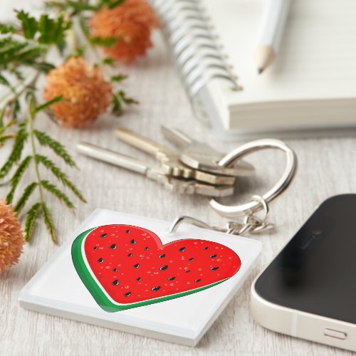 Watermelon Heart Valentines Day Free Palestine Keychain