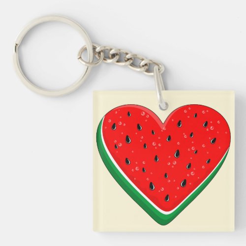 Watermelon Heart Valentines Day Free Palestine Keychain