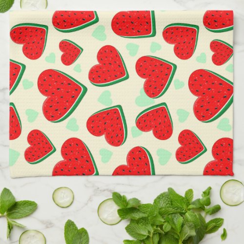 Watermelon Heart Valentines Day Free Palestine Kitchen Towel