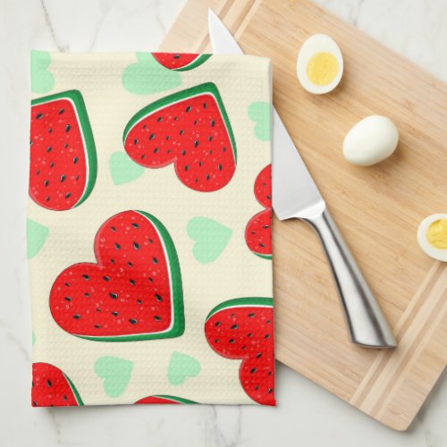 Watermelon Heart Valentines Day Free Palestine Kitchen Towel