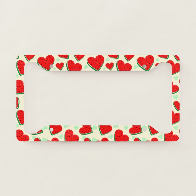 Watermelon Heart Valentine's Day Free Palestine License Plate Frame (Front)