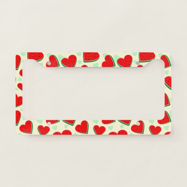 Watermelon Heart Valentine's Day Free Palestine License Plate Frame (Front)