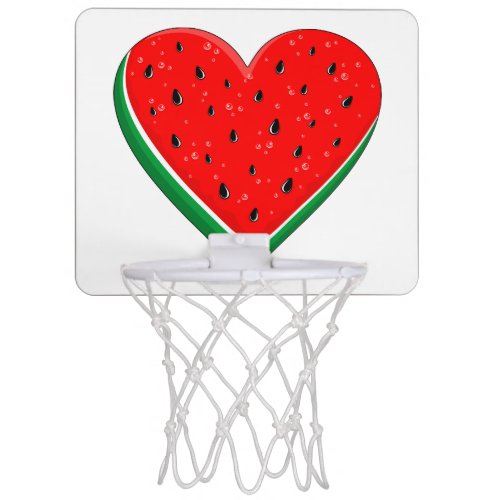 Watermelon Heart Valentines Day Free Palestine Mini Basketball Hoop