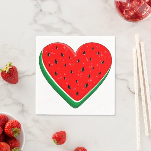 Watermelon Heart Valentines Day Free Palestine Napkins