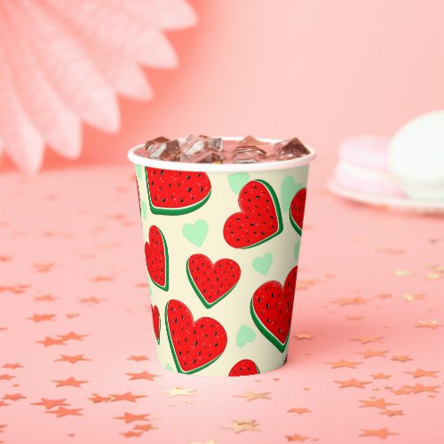 Watermelon Heart Valentines Day Free Palestine Paper Cups