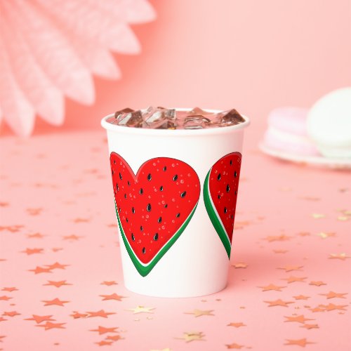 Watermelon Heart Valentines Day Free Palestine Paper Cups