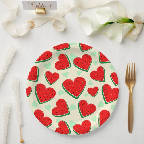 Watermelon Heart Valentines Day Free Palestine Paper Plates