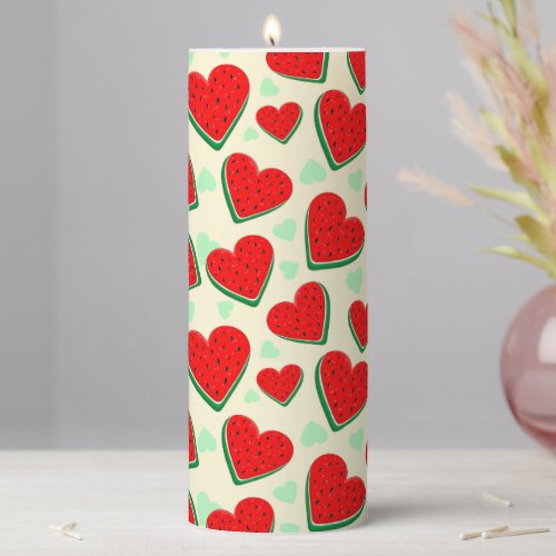 Watermelon Heart Valentines Day Free Palestine Pillar Candle