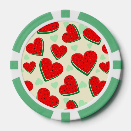 Watermelon Heart Valentines Day Free Palestine Poker Chips