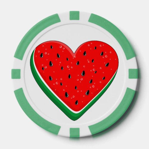 Watermelon Heart Valentines Day Free Palestine Poker Chips