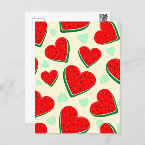 Watermelon Heart Valentines Day Free Palestine Postcard