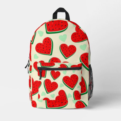 Watermelon Heart Valentines Day Free Palestine Printed Backpack