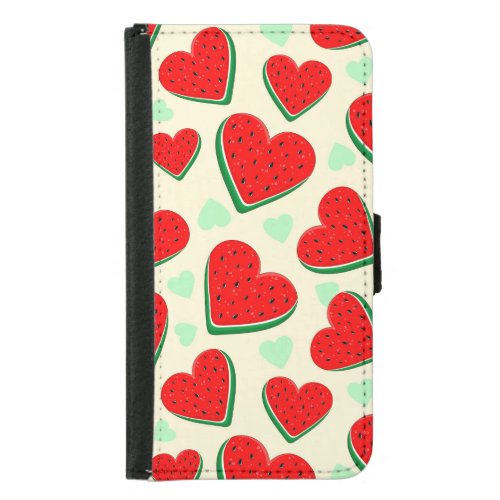 Watermelon Heart Valentines Day Free Palestine Samsung Galaxy S5 Wallet Case